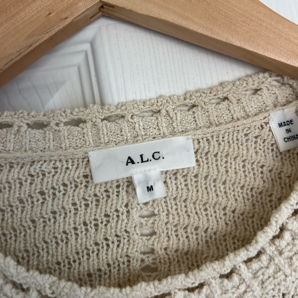 A.L.C. Juliana Crochet Crew Neck Top, Opal Cream Medium - Picture 4 of 10